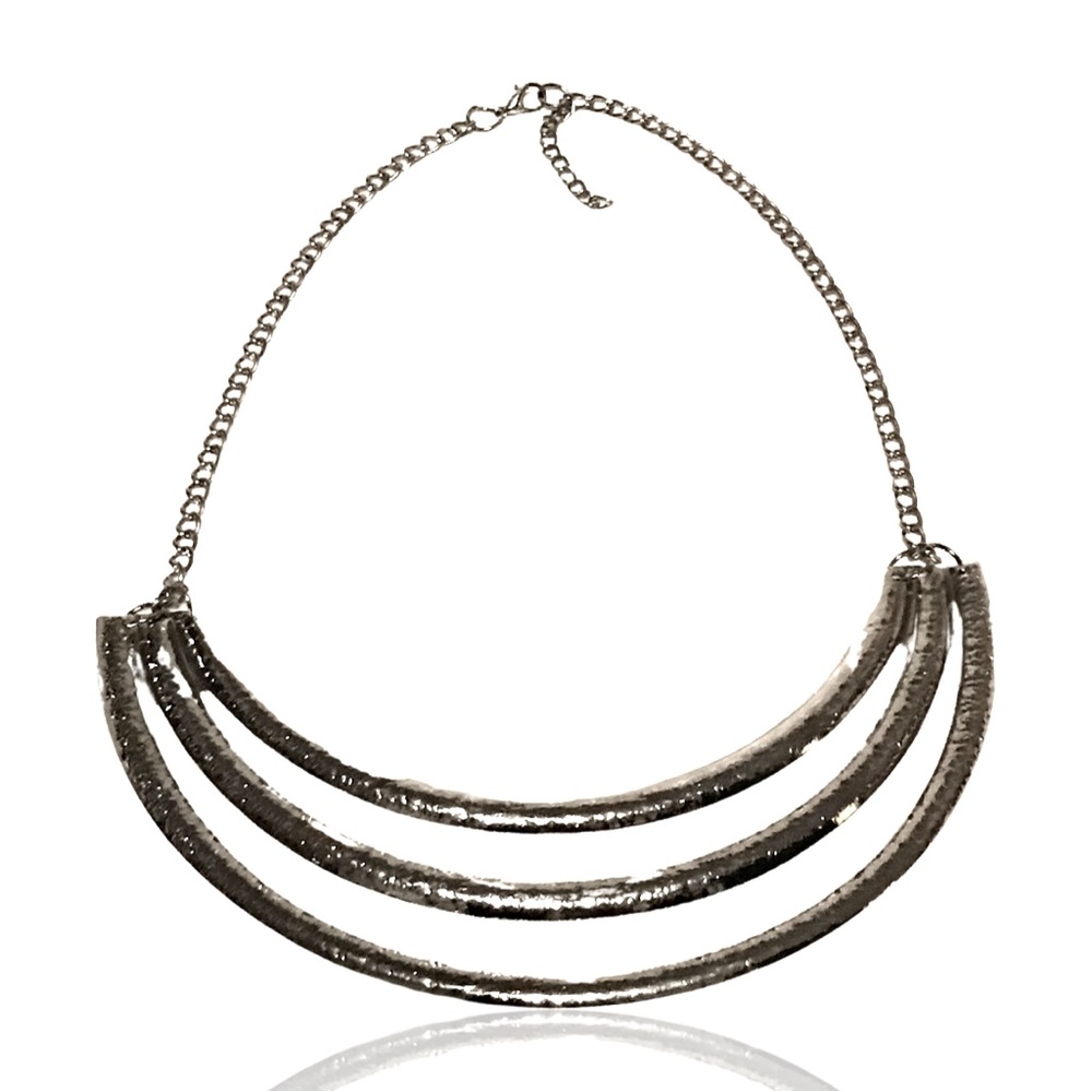 Half Circle Silver Tone Necklace